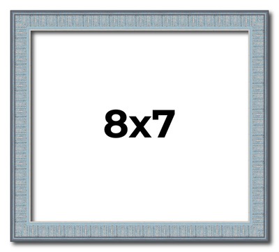 8x7 Frame Blue Scuffed Farm Board Solid Wood Picture Frame Width 0.75 Inches | I