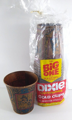 Vintage Dixie Paper Cups Set Of 18 The Big One Livingware Bicentennial 70s NOS