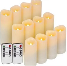 12pc LED Candles 3 Sizes Flickering Flameless Candles with 2 Remotes/Timers