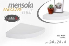 MENSOLA ANGOLO PARETE ANGOLARE SCAFFALE Legno Libreria MODERNA BIANCA 24 cm