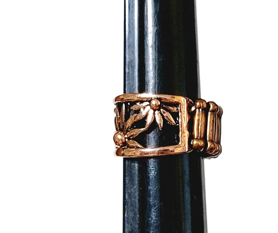 Anillo elástico de cobre con flores boho, anillo de moda tono cobre r-44 Foto 4 de 4