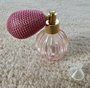 Vtg DuCair BIOESSENCE Pink Iridescent Atomizer Perfume Bottle 
