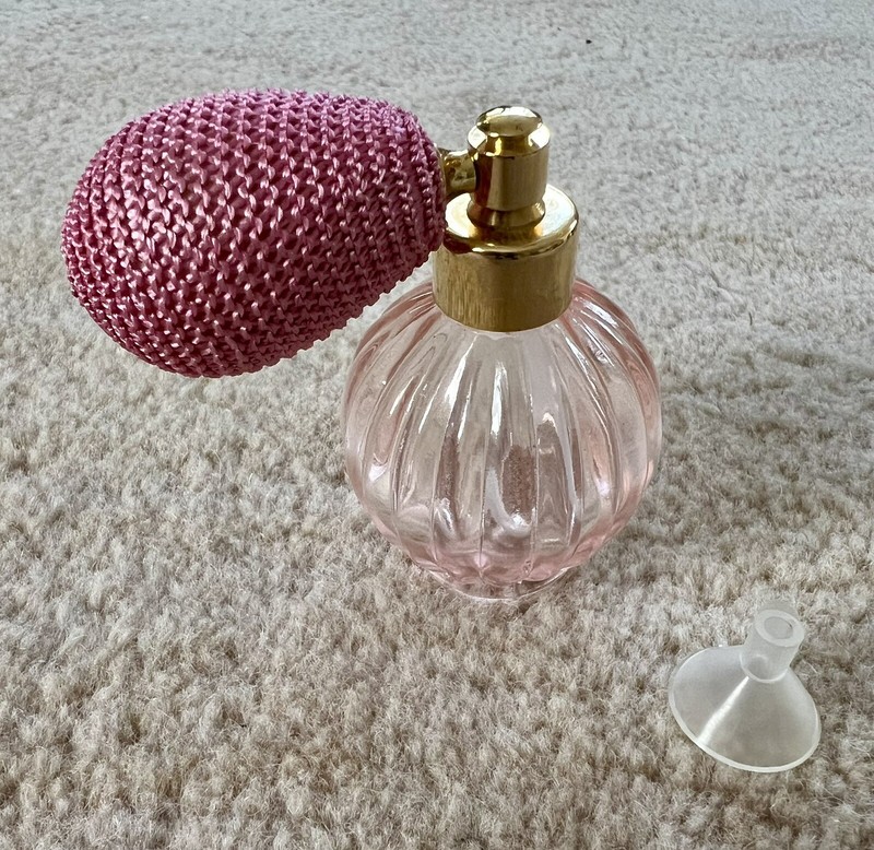 Vtg DuCair BIOESSENCE Pink Iridescent Atomizer Perfume Bottle 