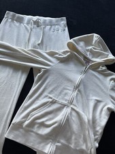 White Juicy Couture jacket pant velour tracksuit XL