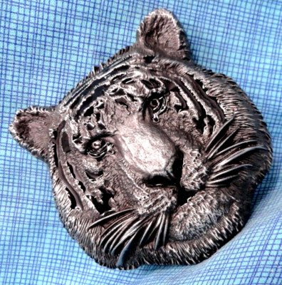 Tiger Belt Buckle 3D Sports Mascot Indian Bengals Siberian Spirit Vtg 90s.TAZ449