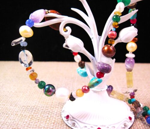 Stunning 16" Sterling Silver 130ct Multi Gemstone Necklace over 20 Dif Gems F27 - Picture 1 of 5