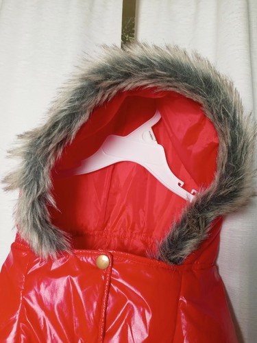 Rote Winter Hundekleidung warm Haustier Parka Mantel Welpe Kapuze Baumwolle wattierte Jacke  - Bild 3 von 9