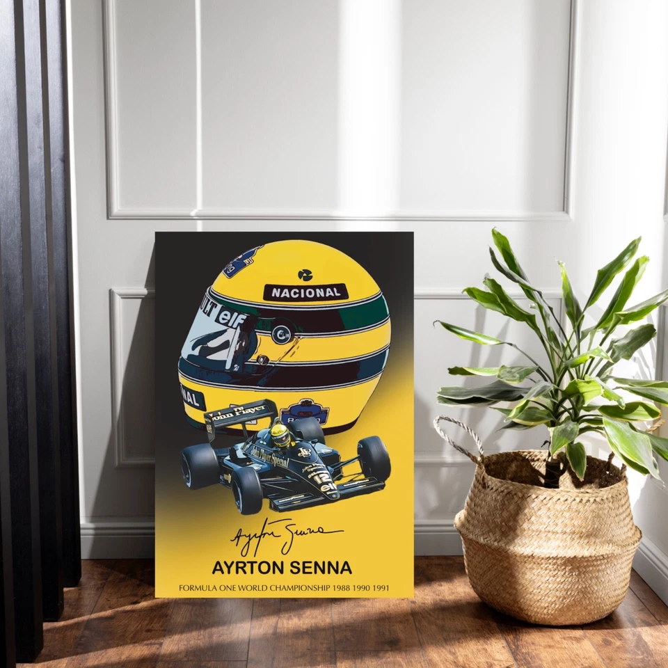 Ayrton Senna Casco Lotus Art idea regalo Stampa A3 Poster idea Formula 1 Motori - Immagine 2 di 3