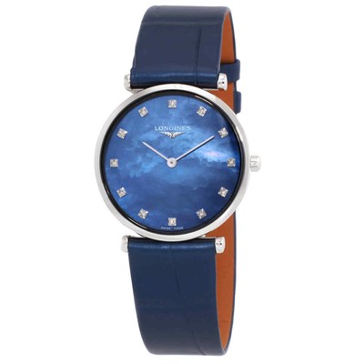 Longines La Grande Classique Quartz Diamond Blue MOP Dial Ladies Watch