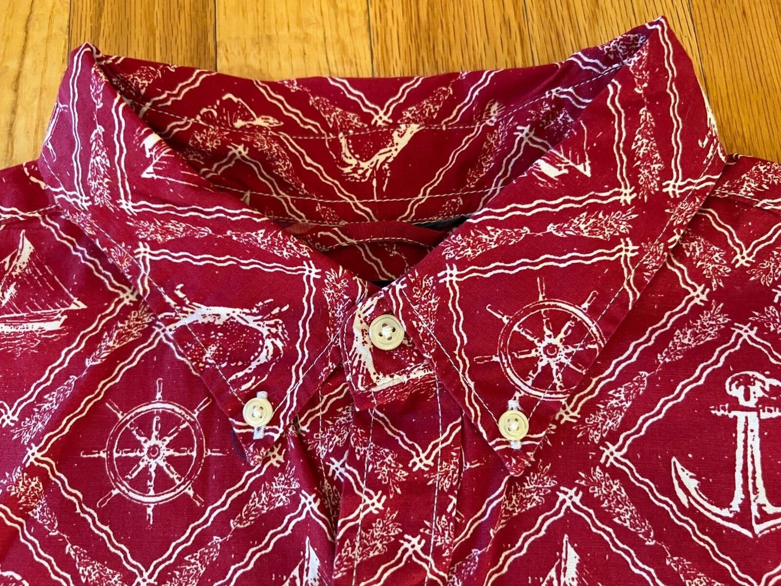 NWOT Mens Chaps Red Nautical ButtonDown Short Sleeve Shirt Size XL eBay