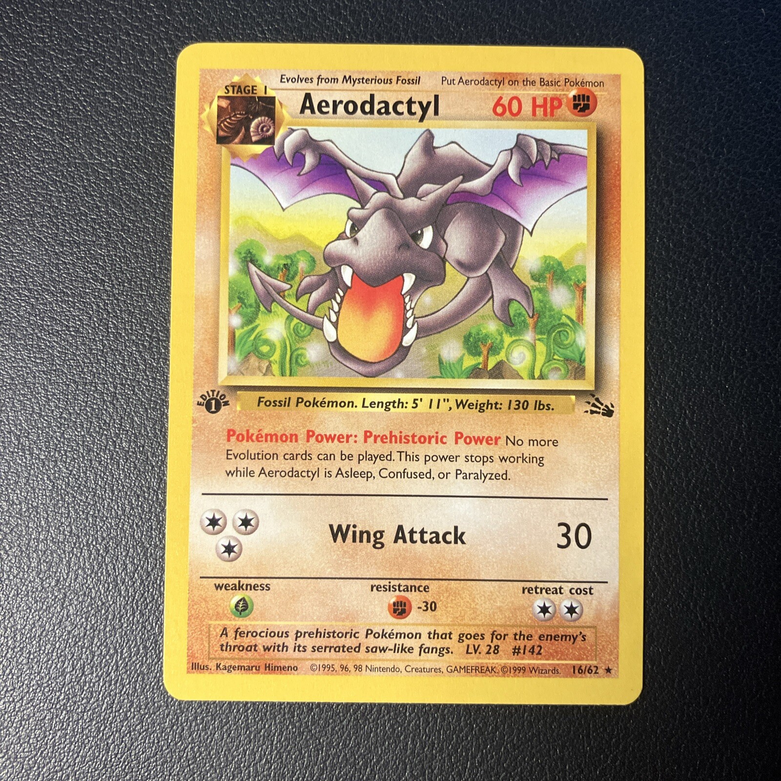 Aerodactyl - 16/62 - Pokemon Fossil 1st Edition  Rare Card WOTC NM