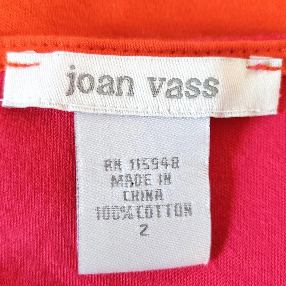 Vestido Joan Vass Tejido Bloque de Color Naranja Rosa Caliente Tostado Algodón 12 14 Foto 4 de 4