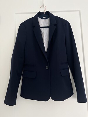 Express Blazer Suit Jacket Womens Navy Blue One Button Stretch Size 6 | eBay