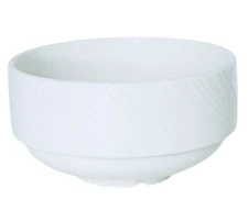 Steelite International SPYRO 9032 White Embossed Swirl Unhandled Soup Cup Bowl