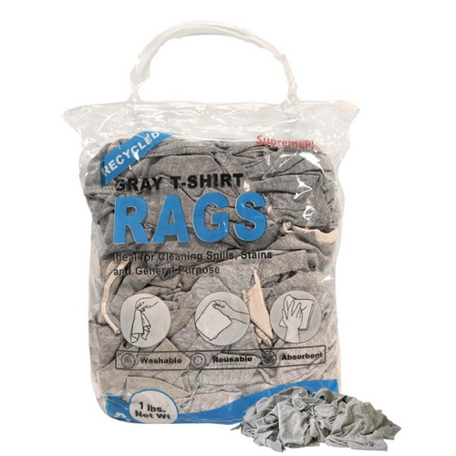 Gray Knit T-Shirt Rags for Wiping, Multipurpose Cleaning Cloths - 1 LBS. BAG