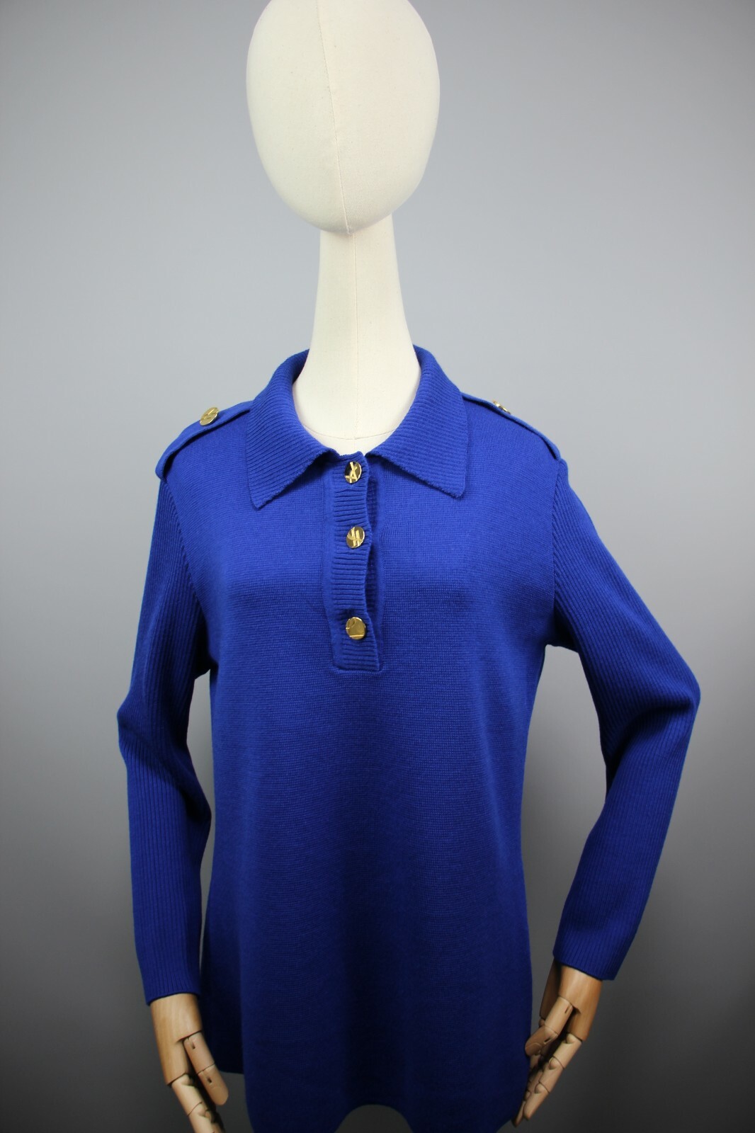 Maglione YSL YVES SAINT LAURENT VARIATION Bottoni Oro LANA Blu Taglia S