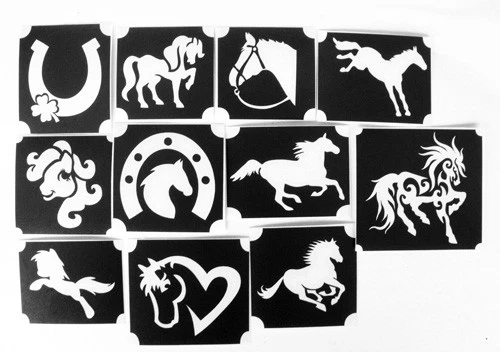 GLITTERTATTOO4YOU 11 different tattoo stencils glitter tattoo body jewelry horses set2 GREAT!