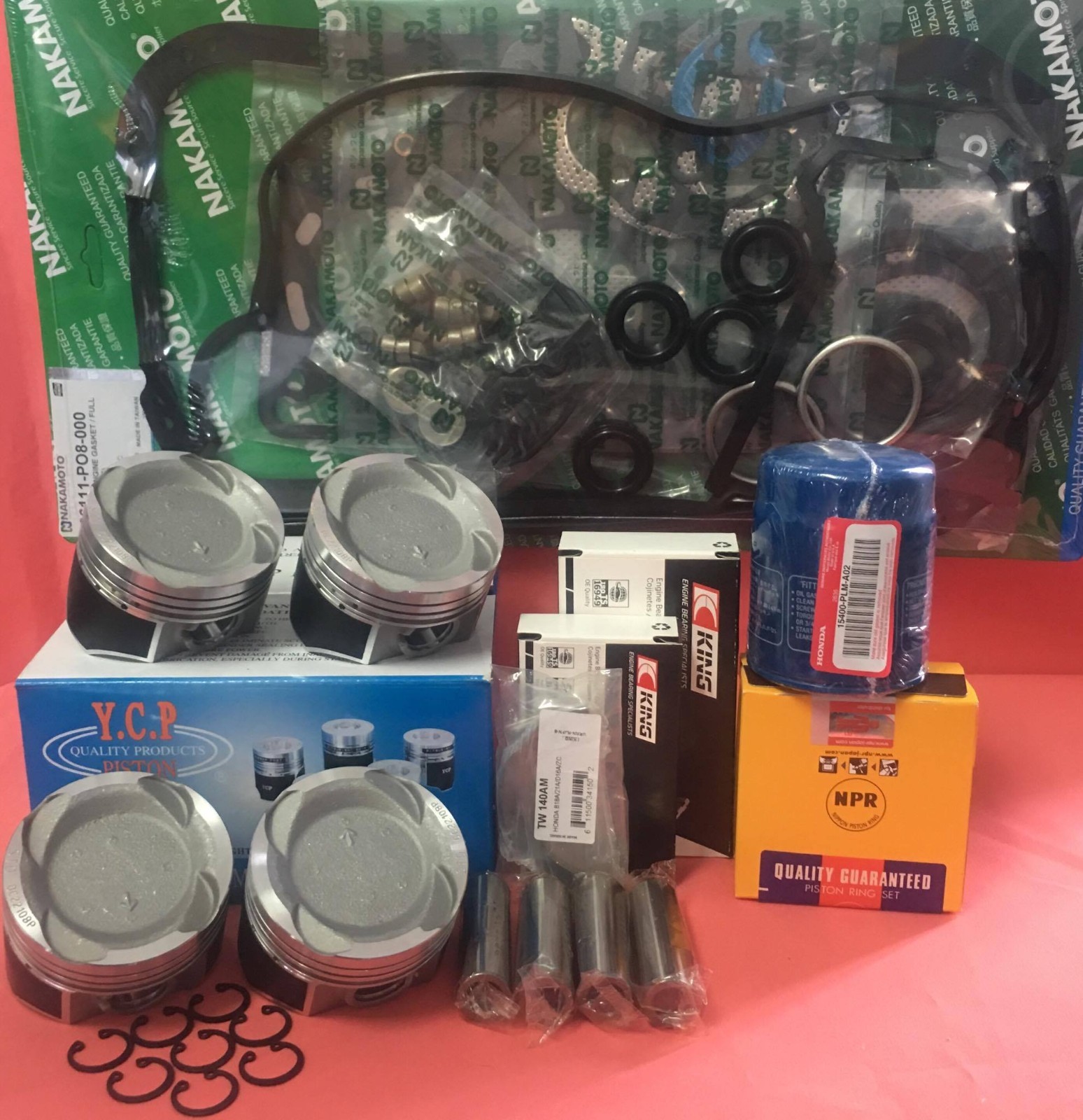 YCP 75mm Vitara Teflon Coated Pistons Full Set Japan Rings For