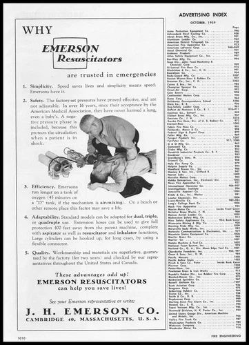 1959 J. H. Emerson Cambridge Massachusetts Smoke And Fire Resuscitators Print Ad