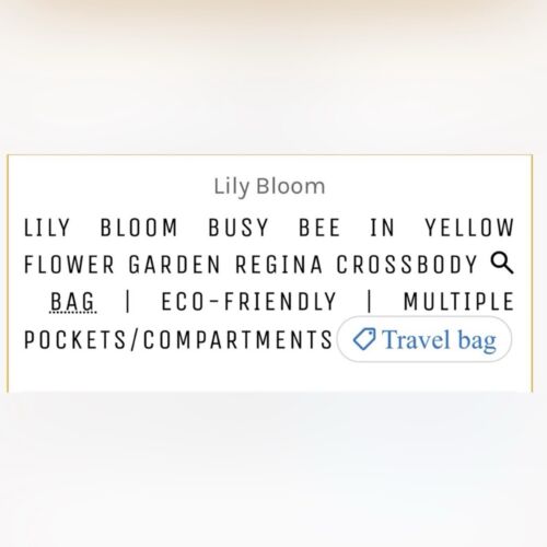 Lily Bloom Busy Bee Yellow Flower Garden Regina Crossbody Bag, 100% Polyester - Picture 2 of 15