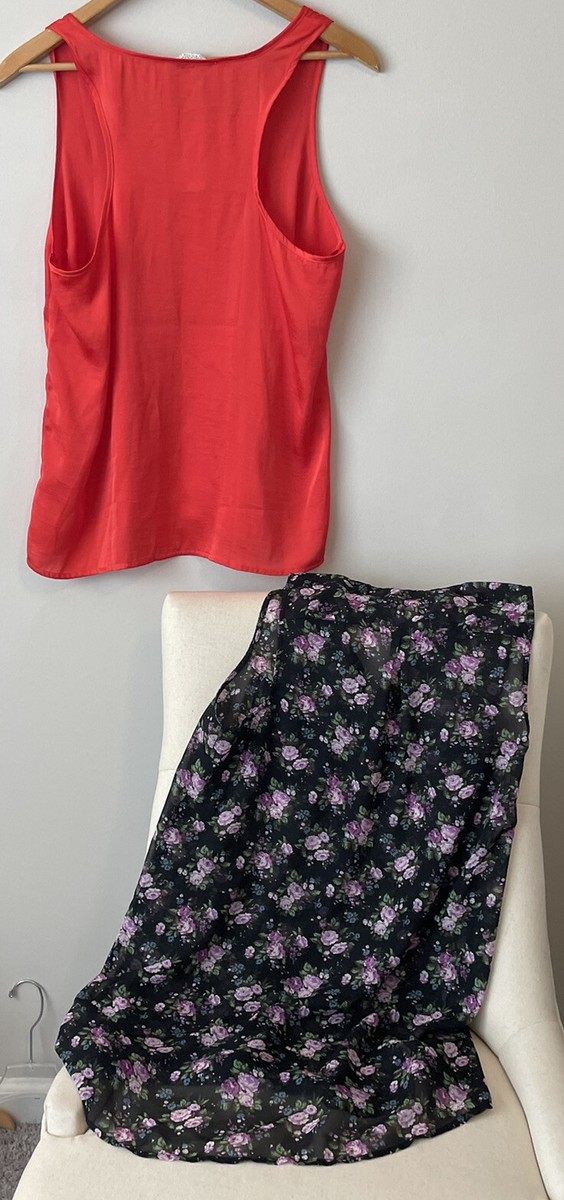 Top Femme Forever 21 Noir à Motif Floral - Sans Manches - Taille M - Occasion Excellent État