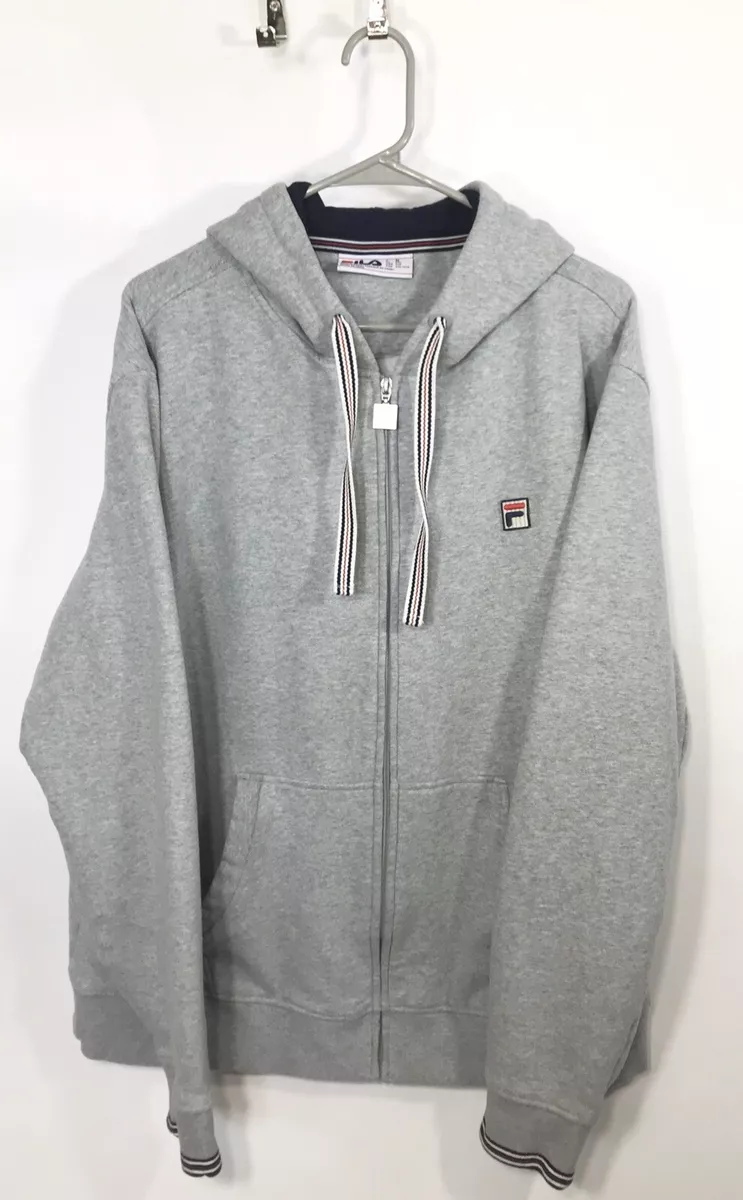 Fila Hoodie Gray Zip Up XXL with Defects Red White Blue Trim Men s