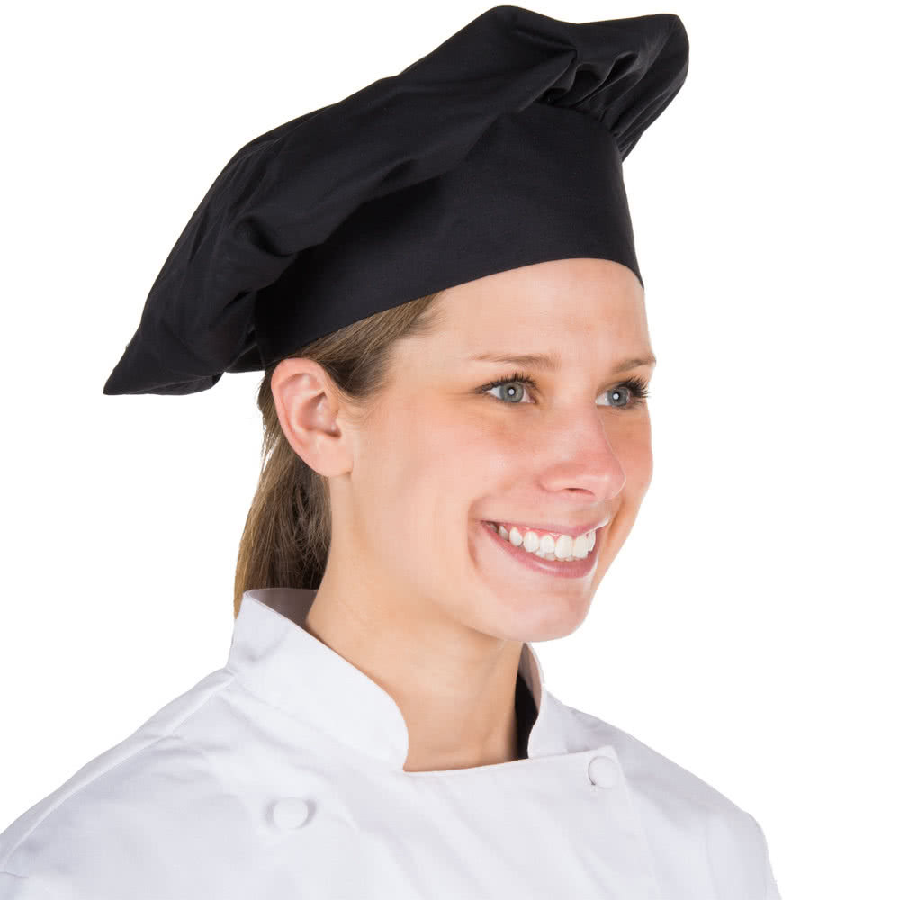 USA SELLER CLOTH CHEF HAT BLACK ONE SIZE FITS ALL ADJUSTABLE