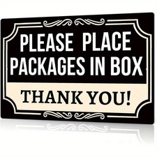 For Please Place Packages In Box Tin Metal Signs Home D cor 12x16