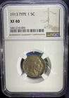 1913  Type 1 Buffalo Nickel NGC XF40 Nice Original