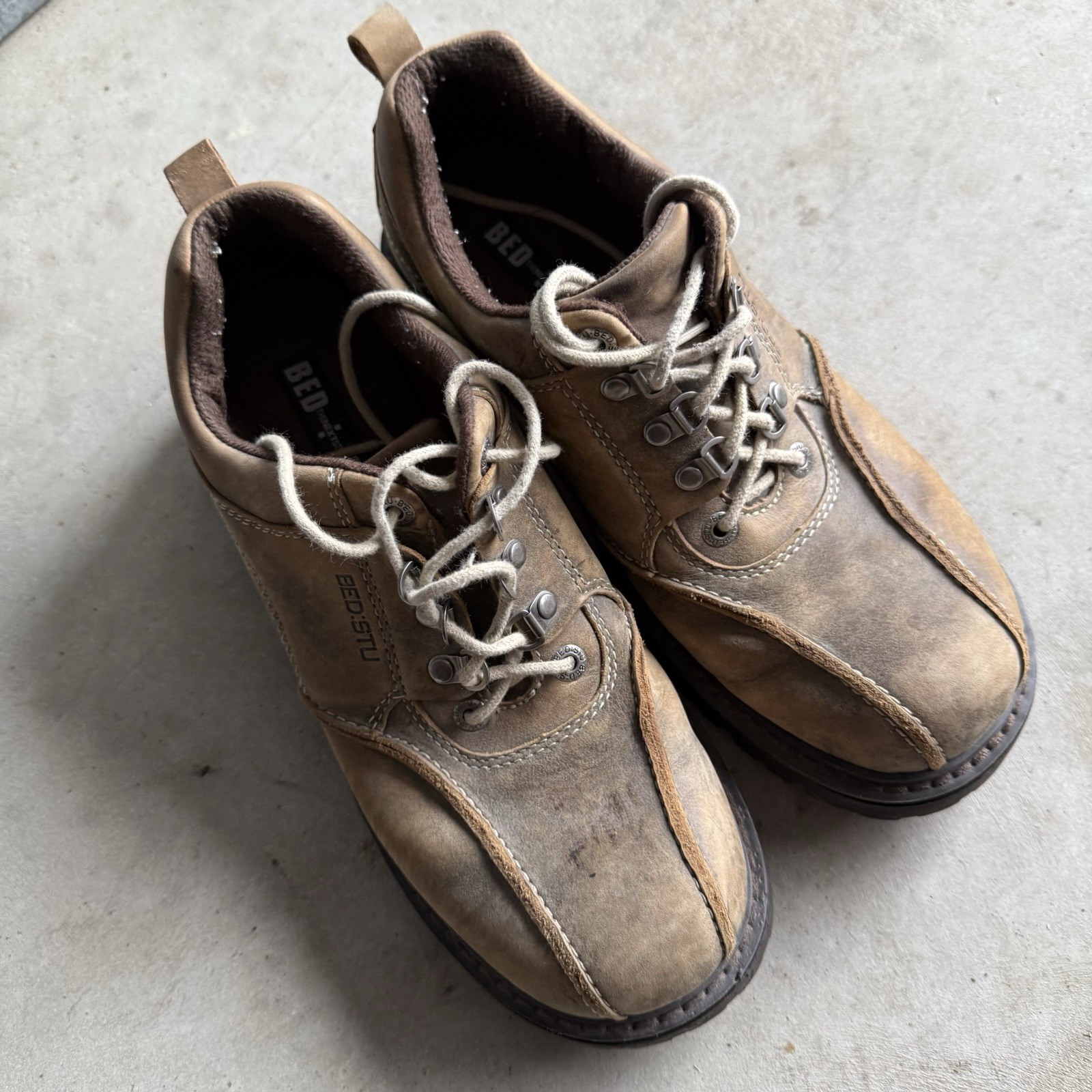 SAOLA BED STU scarpe vintage anni 90 suola spessa grossa pelle marrone Oxford uomo 11 punk