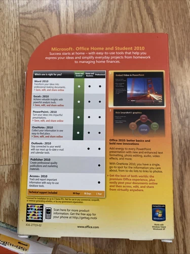 Microsoft Office Home & Student 2010 Software for Windows Family Pack W/ Key - Picture 3 of 4