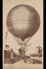 Woman seated Sidesaddle,Horse,Ascending Balloon,Public Performance,c1890