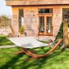 13' Hammock with Wood Stand for Indoor or Outdoor, Cotton, White