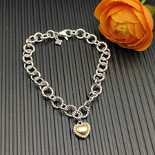 David Yurman Sterling Silver & 18K Gold Puffy Heart Charm Bracelet