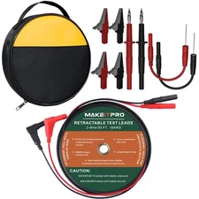2 Wires 30FT 18AWG Retractable Test Leads with Cable Bag and Dual Ended... 