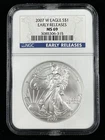 2007-W $1 American Eagle NGC MS69 1 oz Silver Coin West Point Early Releases