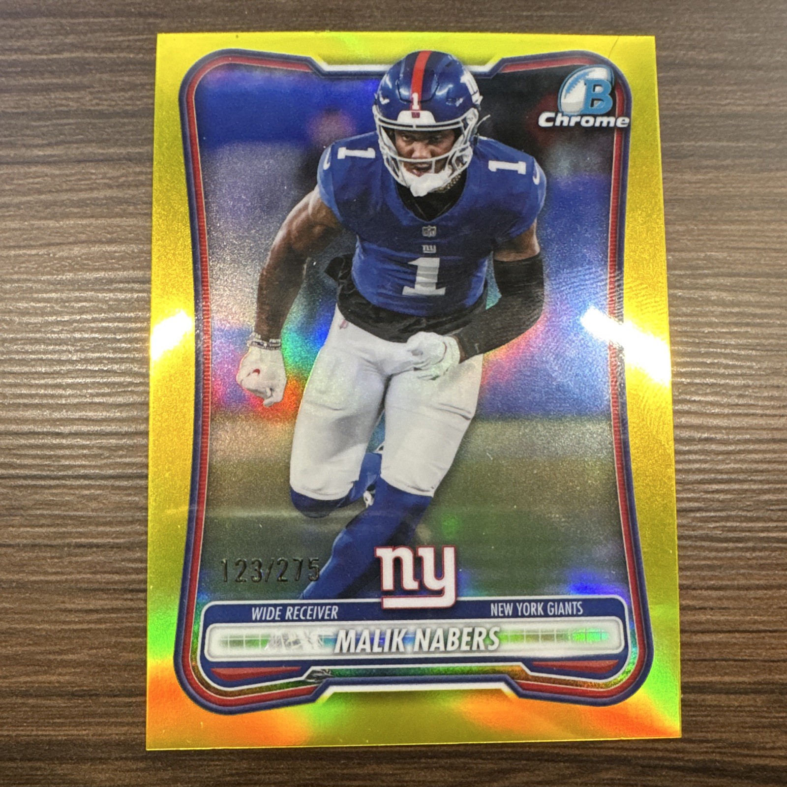 Topps 2026 Bowman Chrome Yellow Refractor /275 Malik Nabers #BCV-76 Giants NFL