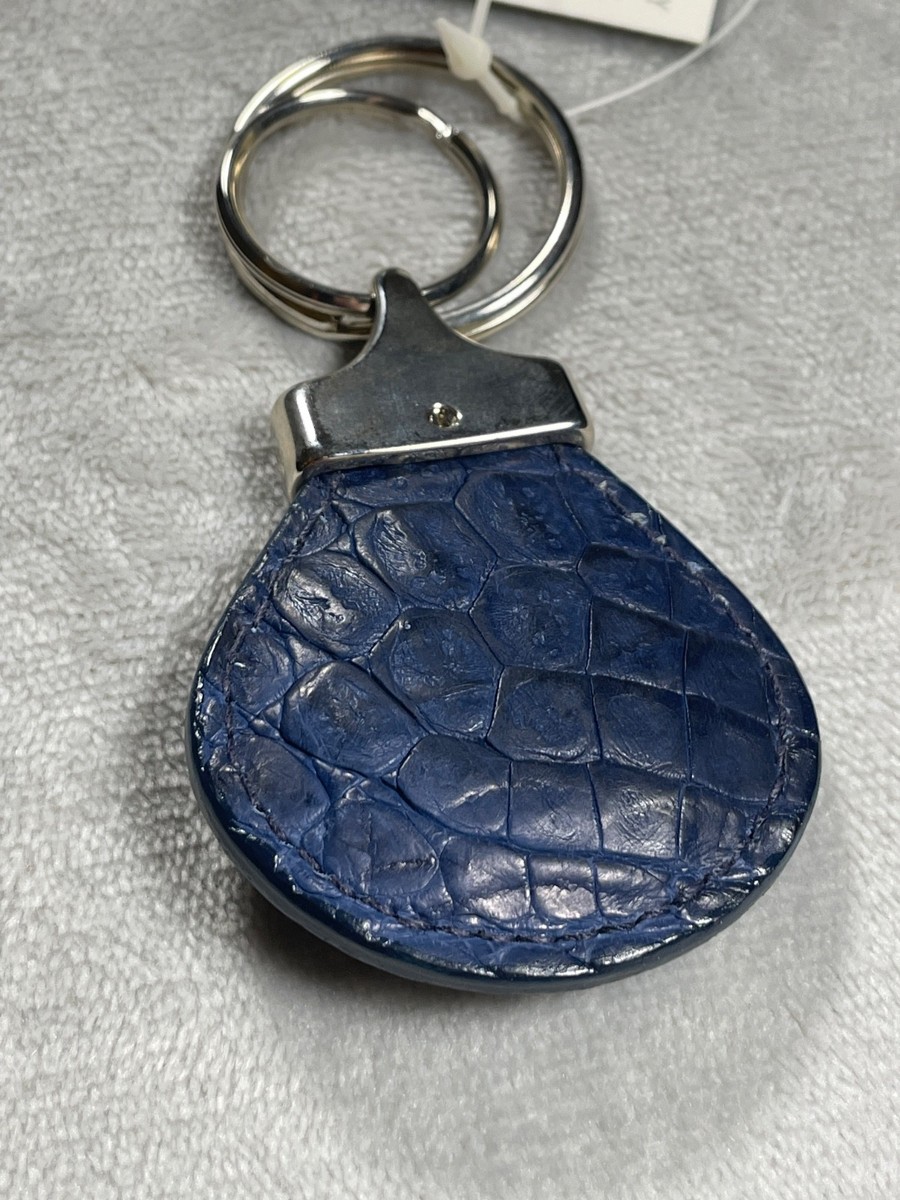 Vintage Gianni Versace Medusa Keychain Unisex Blue Leather Italy