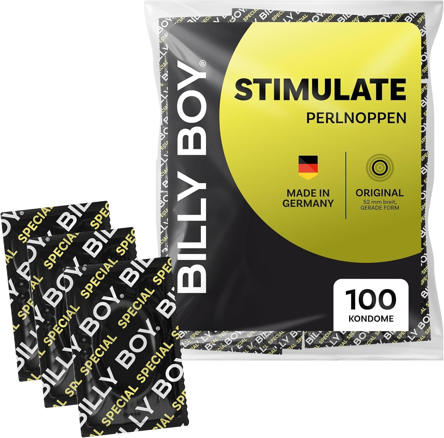 BILLY BOY Kondome Stimulate 100Er | 52 Mm | Mit Perlnoppen in Original Passform