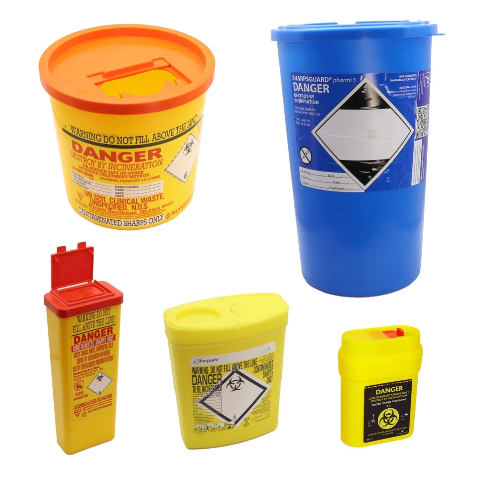 Sharpsafe Medical Sharps Needle Bin Medical Waste Container - Various Sizes