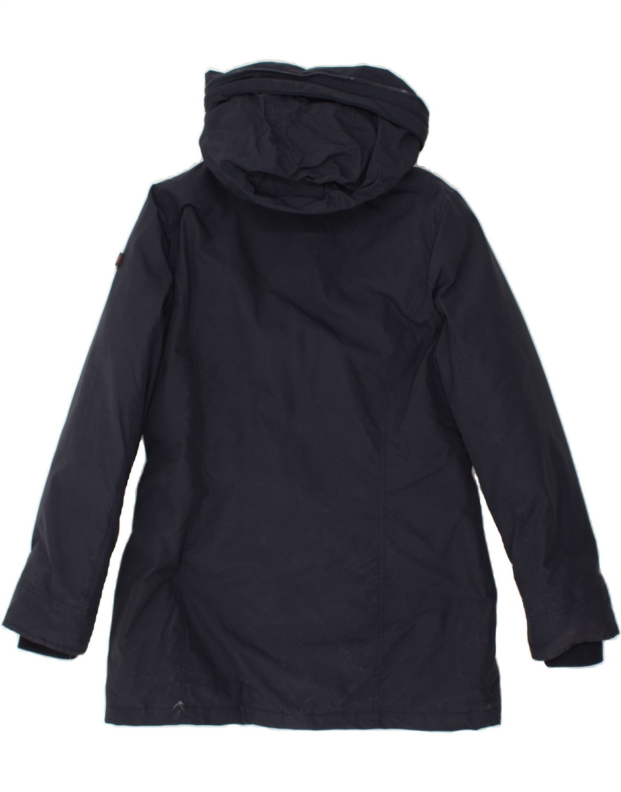 RIFLE Womens Hooded Padded Coat UK 14 Medium Navy Blue Cotton AU04 image 2