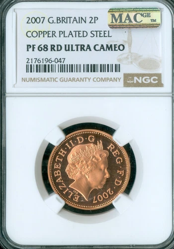 2007 GREAT BRITAIN 2 PENCE NGC PF68 UCAM RD MAC 2ND FINEST GRADE & SPOTLESS  .