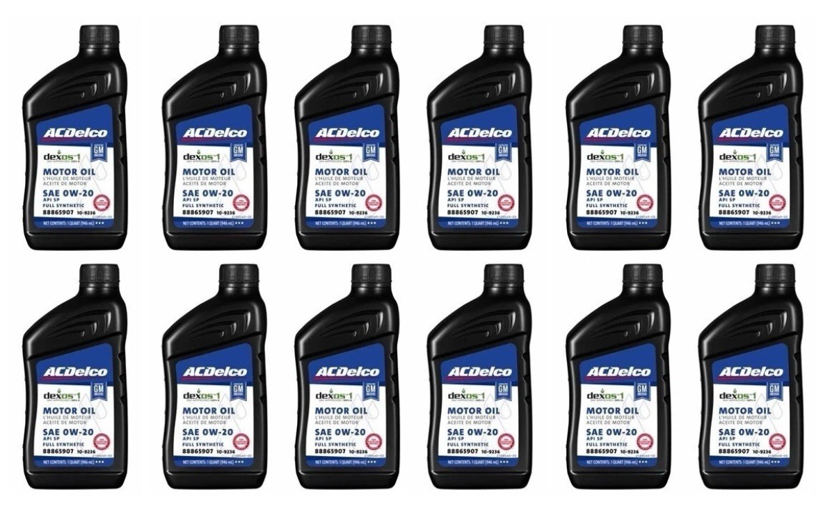 12 Quarts ACDELCO 10-9236 Full Synthetic Motor Oil SAE 0W-20 Dexos1 3 Generation