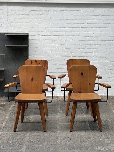 Brutalist Solid Wood Chairs Sculptural Design Perriand Chapo Mid Century - Bild 4 von 12