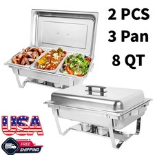 Chafing Dish Buffet Set 8Qt Stainless Steel Chafer Warmer Set 6 Pack 3 Pans