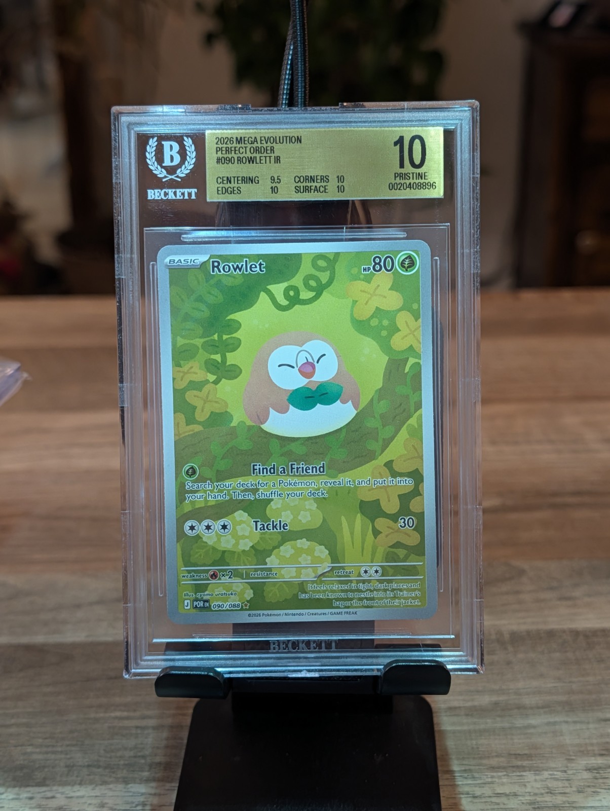 BGS 10 PRISTINE - Rowlet 090/088 - Pokemon TCG Me03: Perfect Order (Low Pop!) view 1