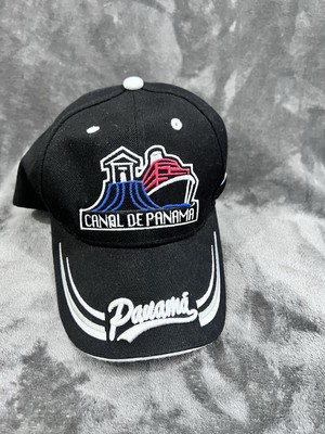Vintage CANAL DE PANAMA Baseball Adult Hat Black  Adjustable Cap Flag