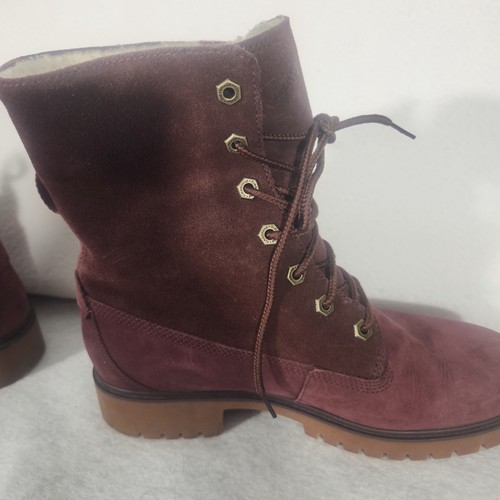 Timberland Women's 8 Waterville 6 Inch Waterproof Burgundy Boots A23M3 - Picture 3 of 9