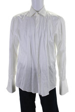 Boss Hugo Boss Mens Button Up Long Sleeve Collared Sharp Fit Shirt White Size 16