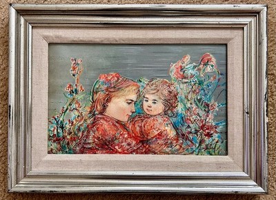 Vintage Edna Hibel Print Ulla & Child Limited Edition No Papers Framed 18  x 13 